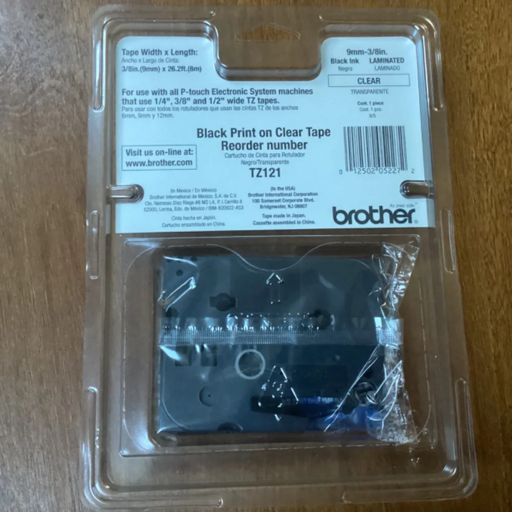 Brother TZ-121 P-touch Electronic Labeling System Tape 3/8” width (9mm)